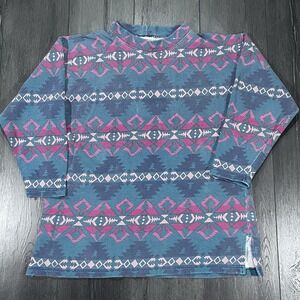 Vintage 90s Nuovo‎ Sweater Womens Small Mock Neck Southwest Native Aztec READ